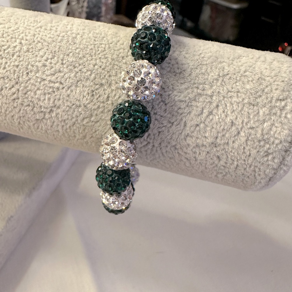 Eagles green rhinestone stretch bracelet